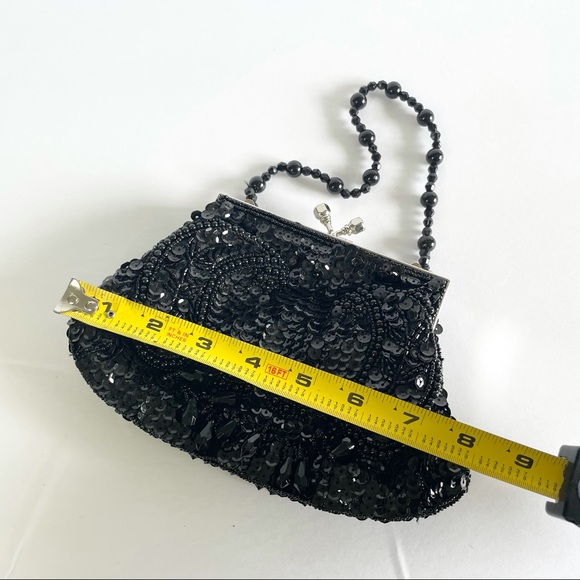 Kate Landry Black Sequin Evening Wristlet Hand Bag - Picture 14 of 15